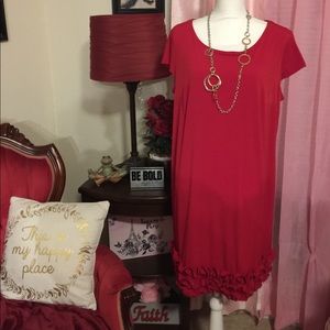Red Ruffled Hem Dress